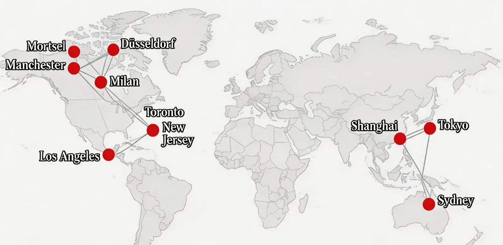 World map highlighting Agfa regional service depots across Europe, North America and APAC